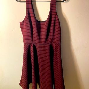 Striped black and burgundy dress